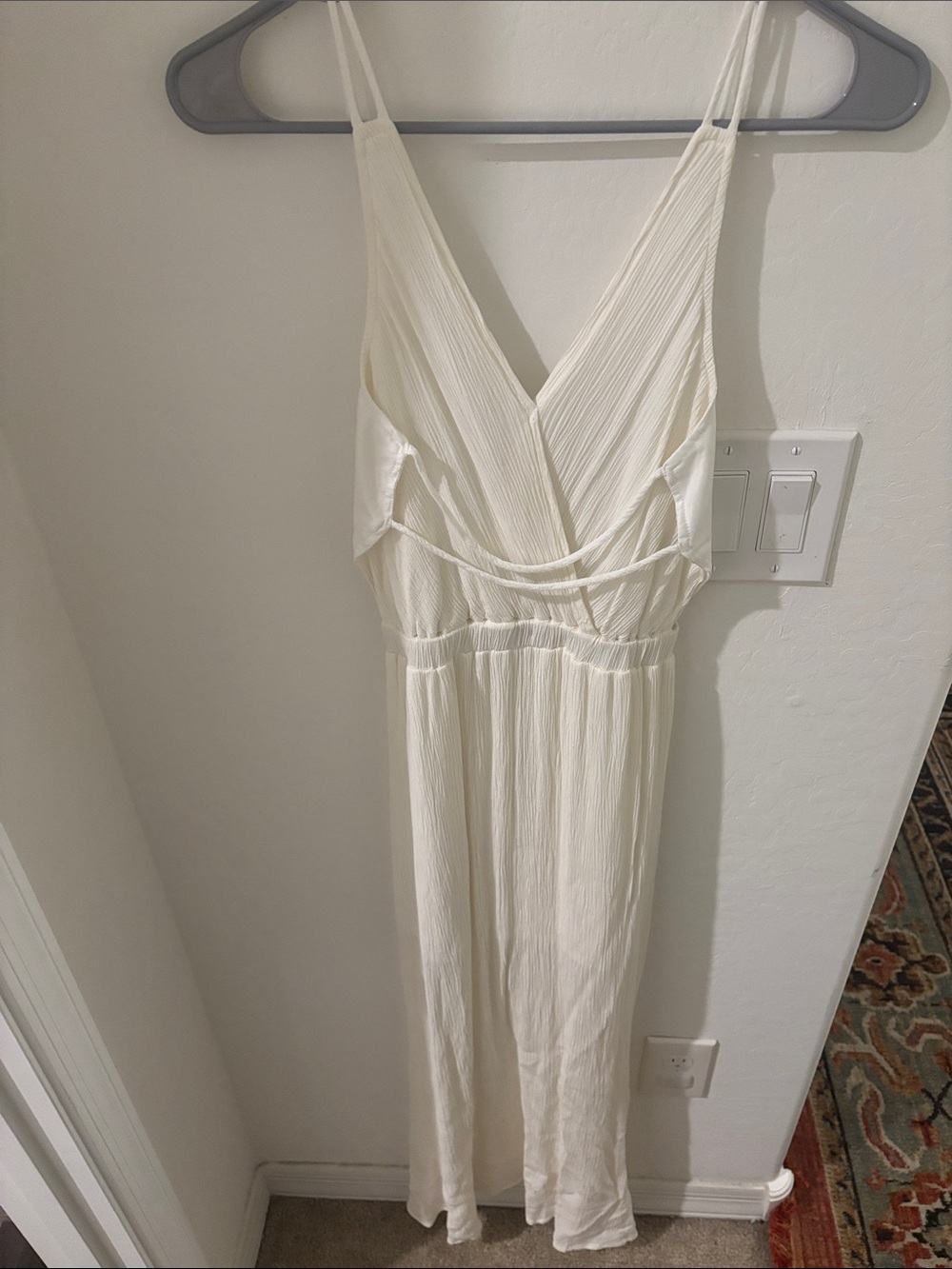 Lulu's Cream V-Neck Maxi Dress